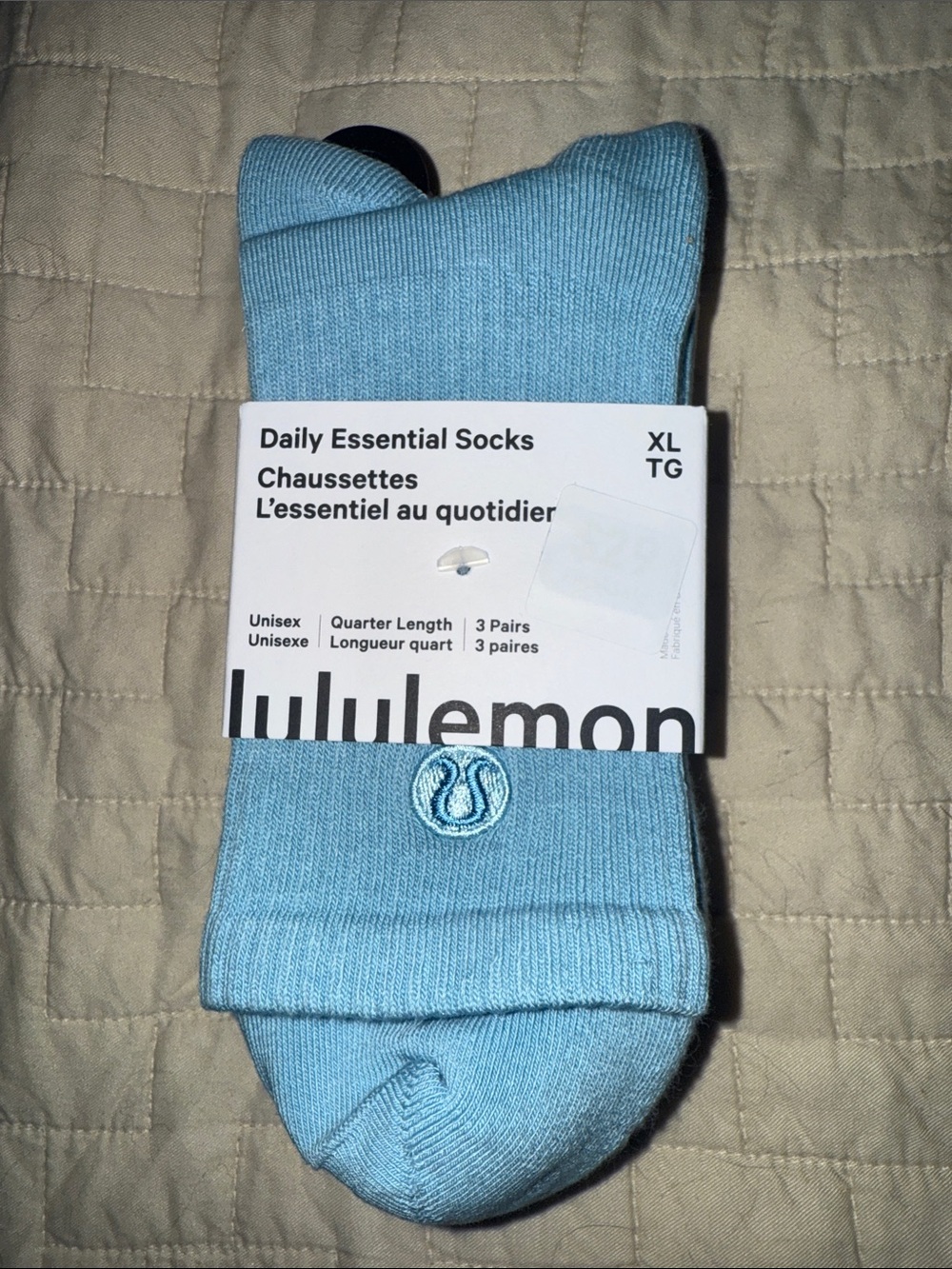 Lululemon Daily Essential Quarter-Length Socks - Light Blue (XL)